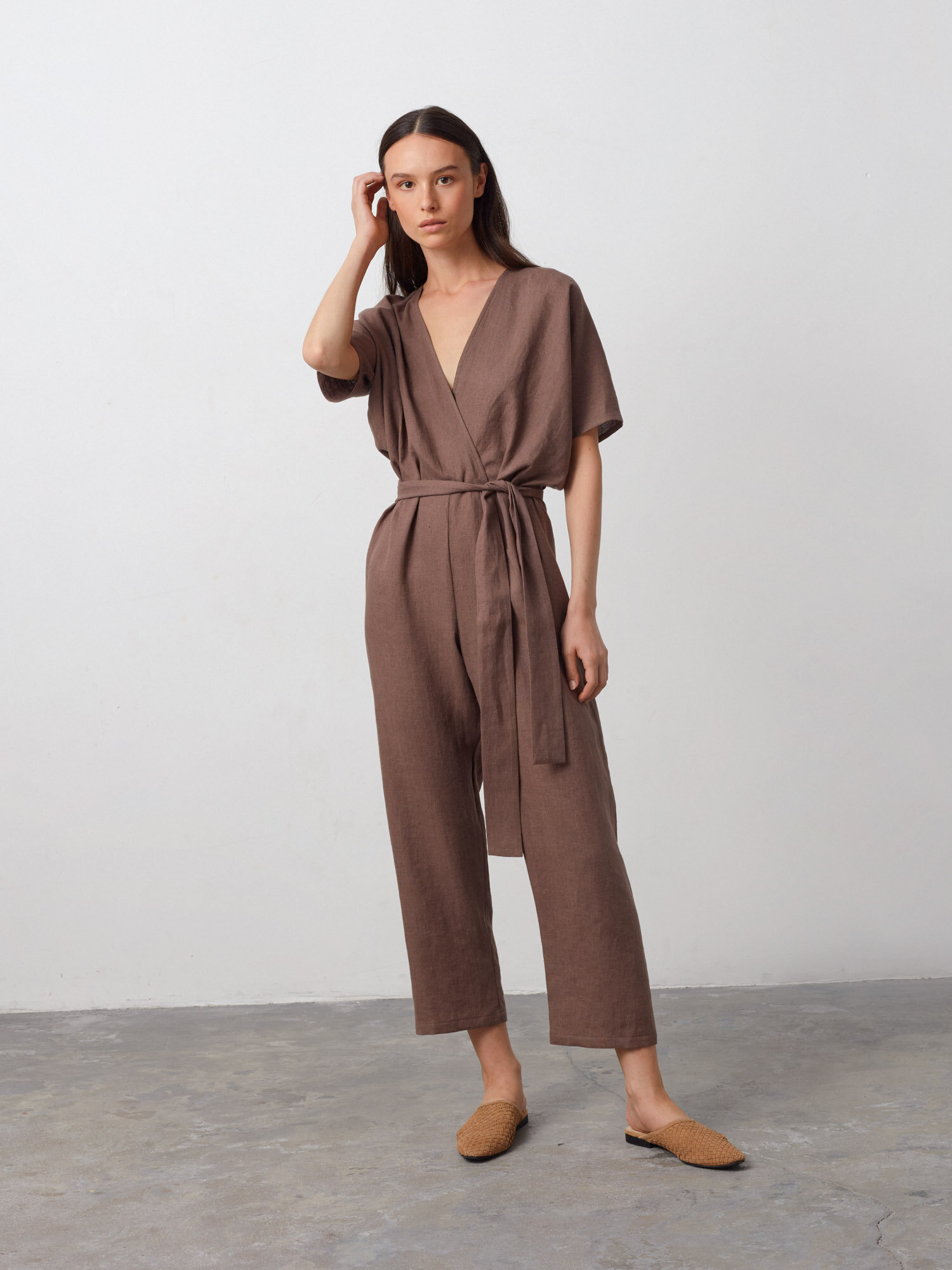Image 4 of AURORA Linen Jumpsuit in Cocoa from Love and Confuse