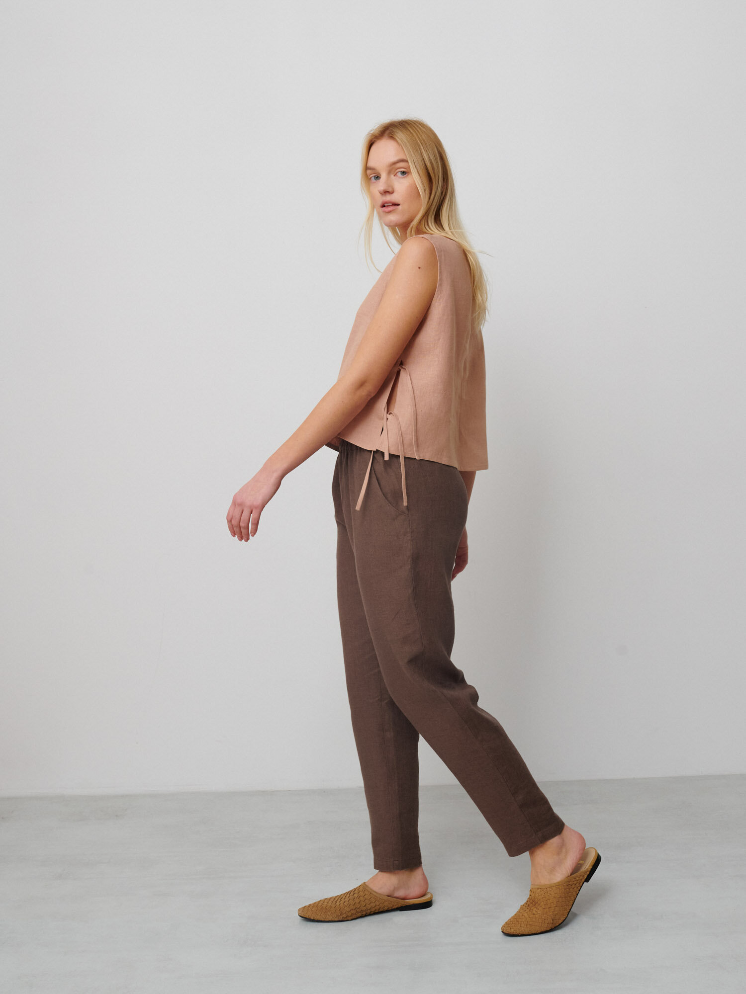Image 4 of AVERY Linen Tank Top in Camel from Love and Confuse
