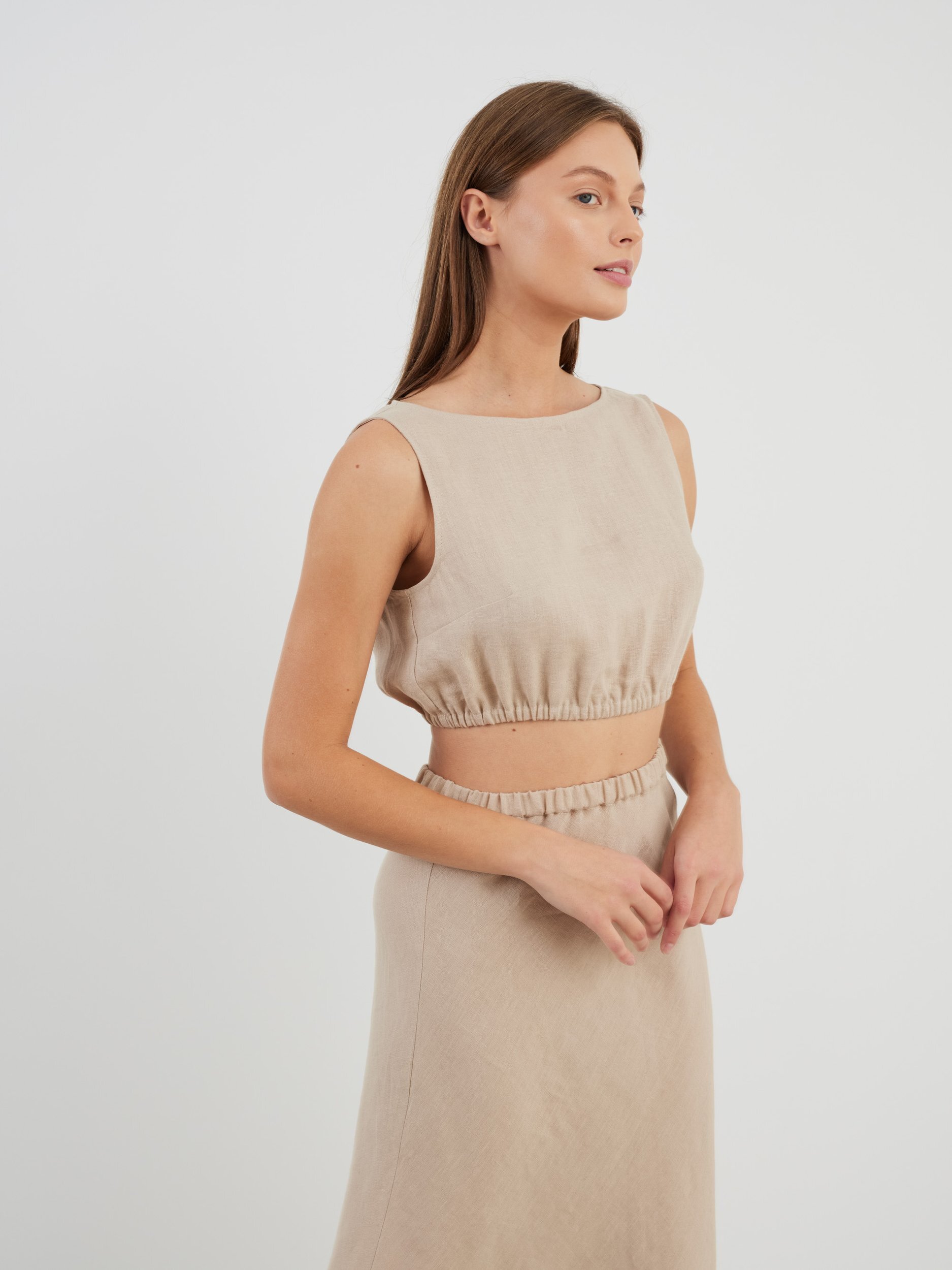 Image 4 of BARLEY Linen Midi Skirt in Beige from Love and Confuse