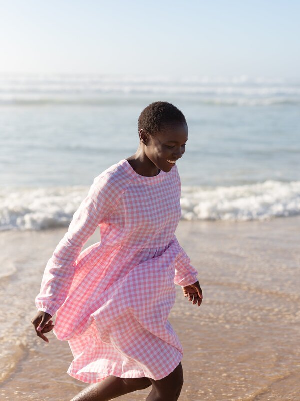 BAY Long Sleeve Linen Midi Dress