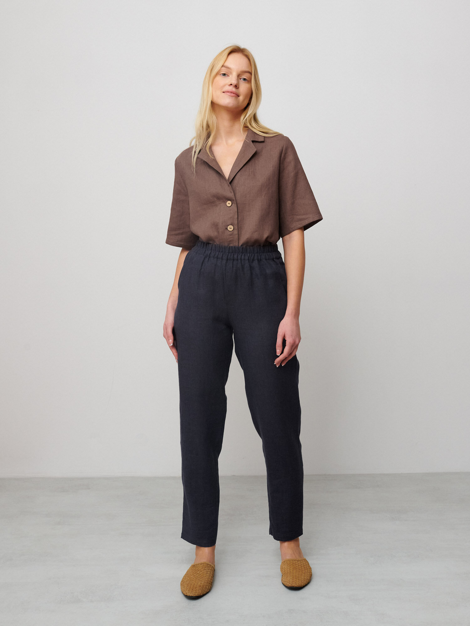 Image 2 of BRINLEY Tapered Linen Pants in Dark Grey from Love and Confuse