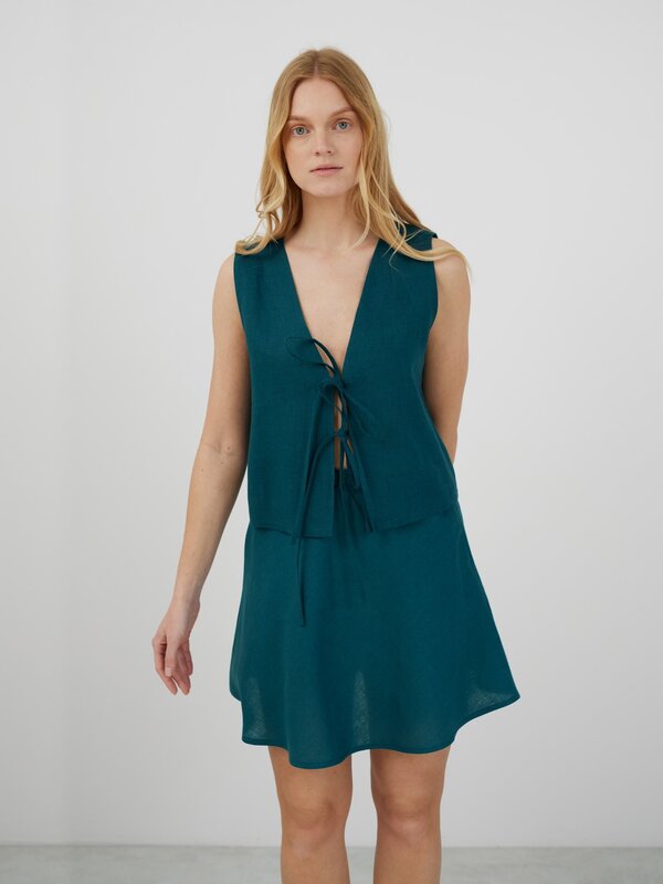 COLE Tie Front Linen Vest