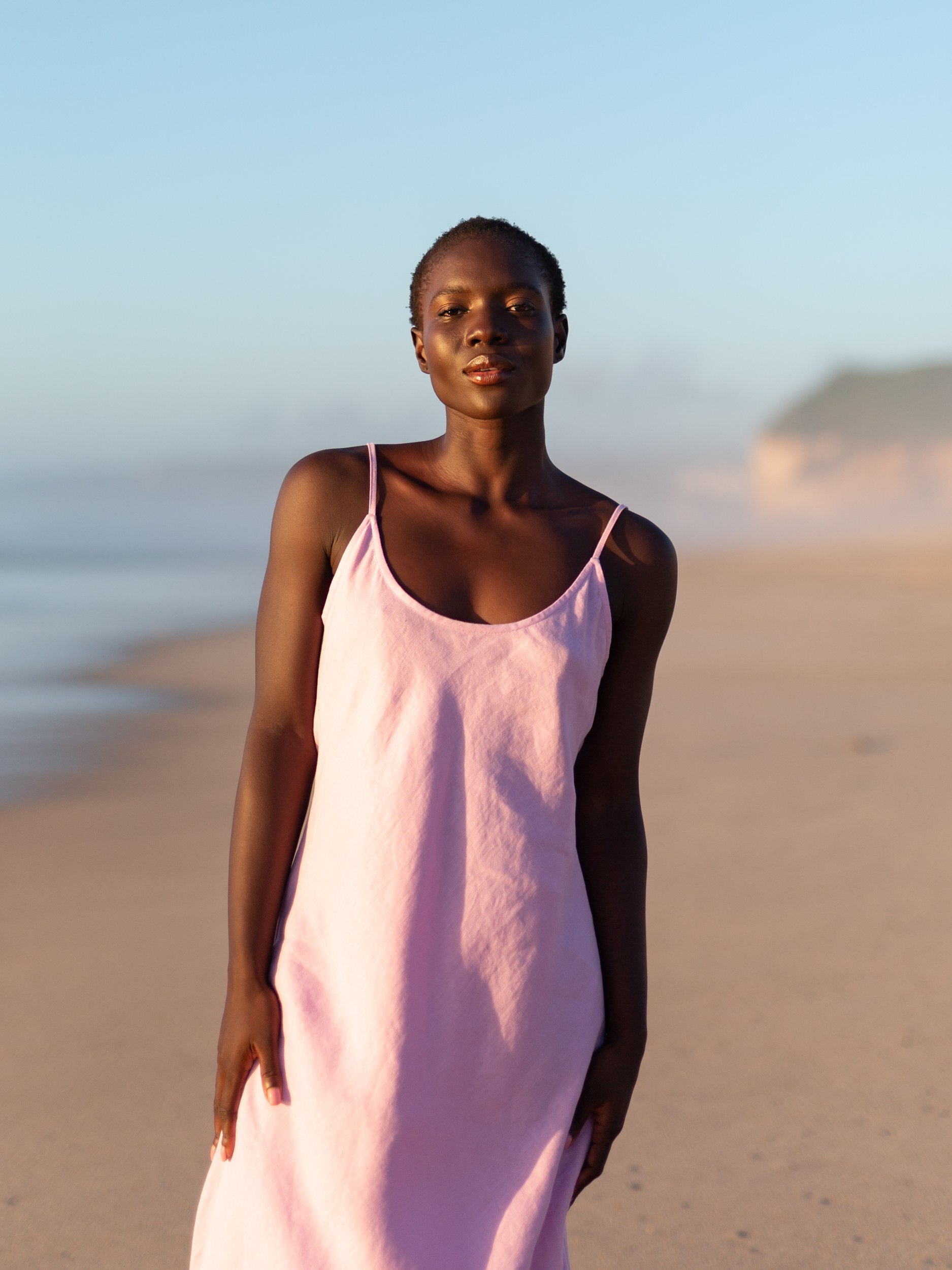 Image 3 of DIORA Bias-Cut Long Linen Slip Dress in Lilac from Love and Confuse