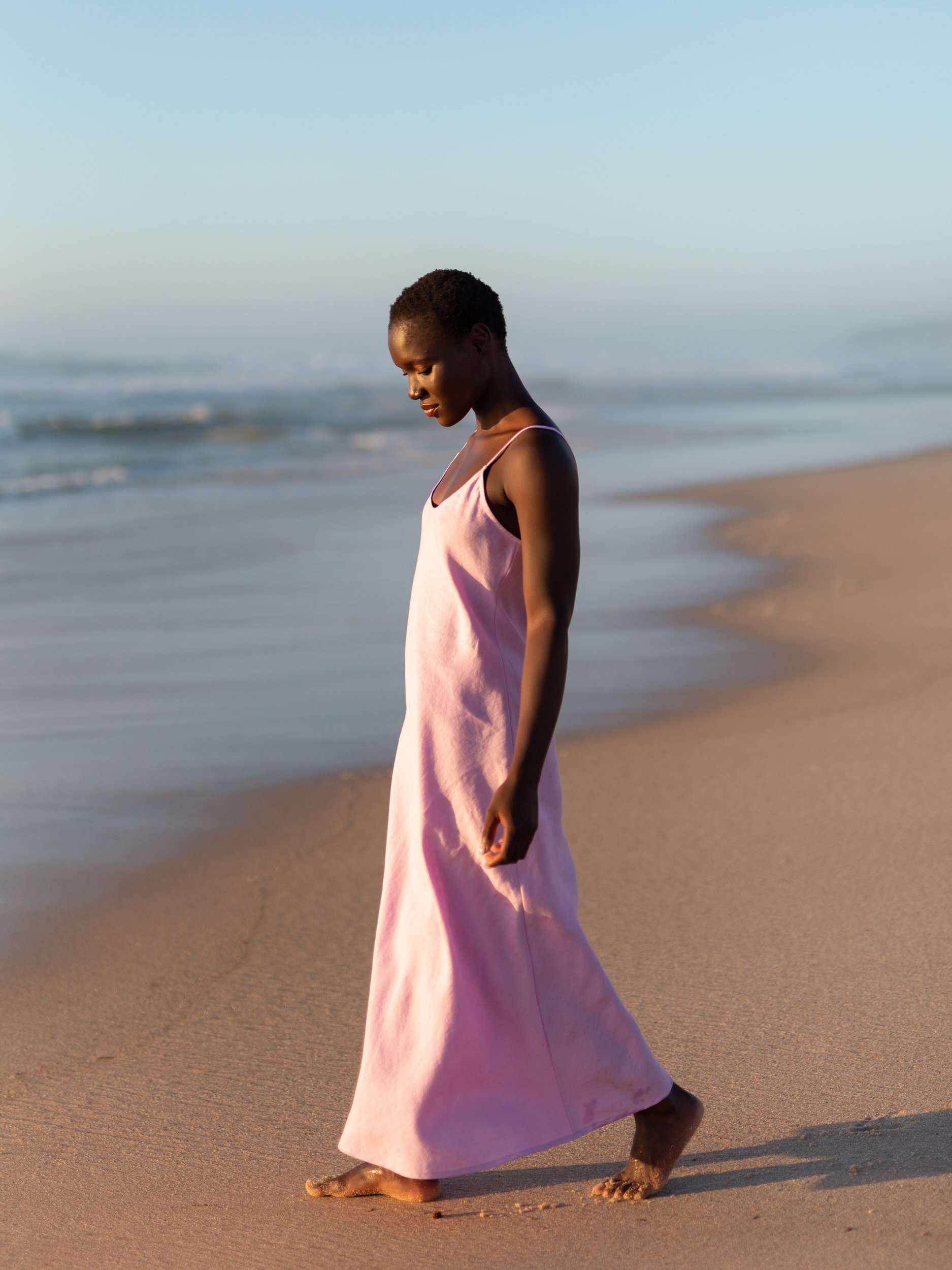 Image 4 of DIORA Bias-Cut Long Linen Slip Dress in Lilac from Love and Confuse