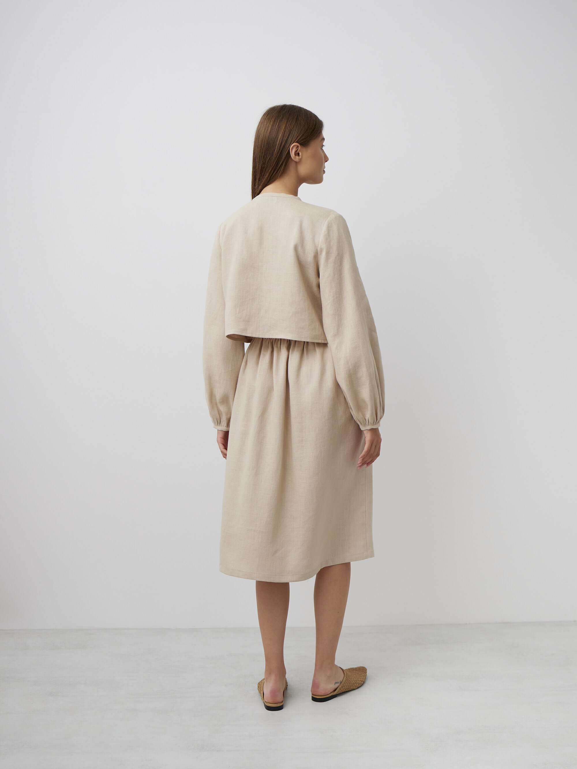 Image 5 of ELLE Linen Midi Skirt in Beige from Love and Confuse