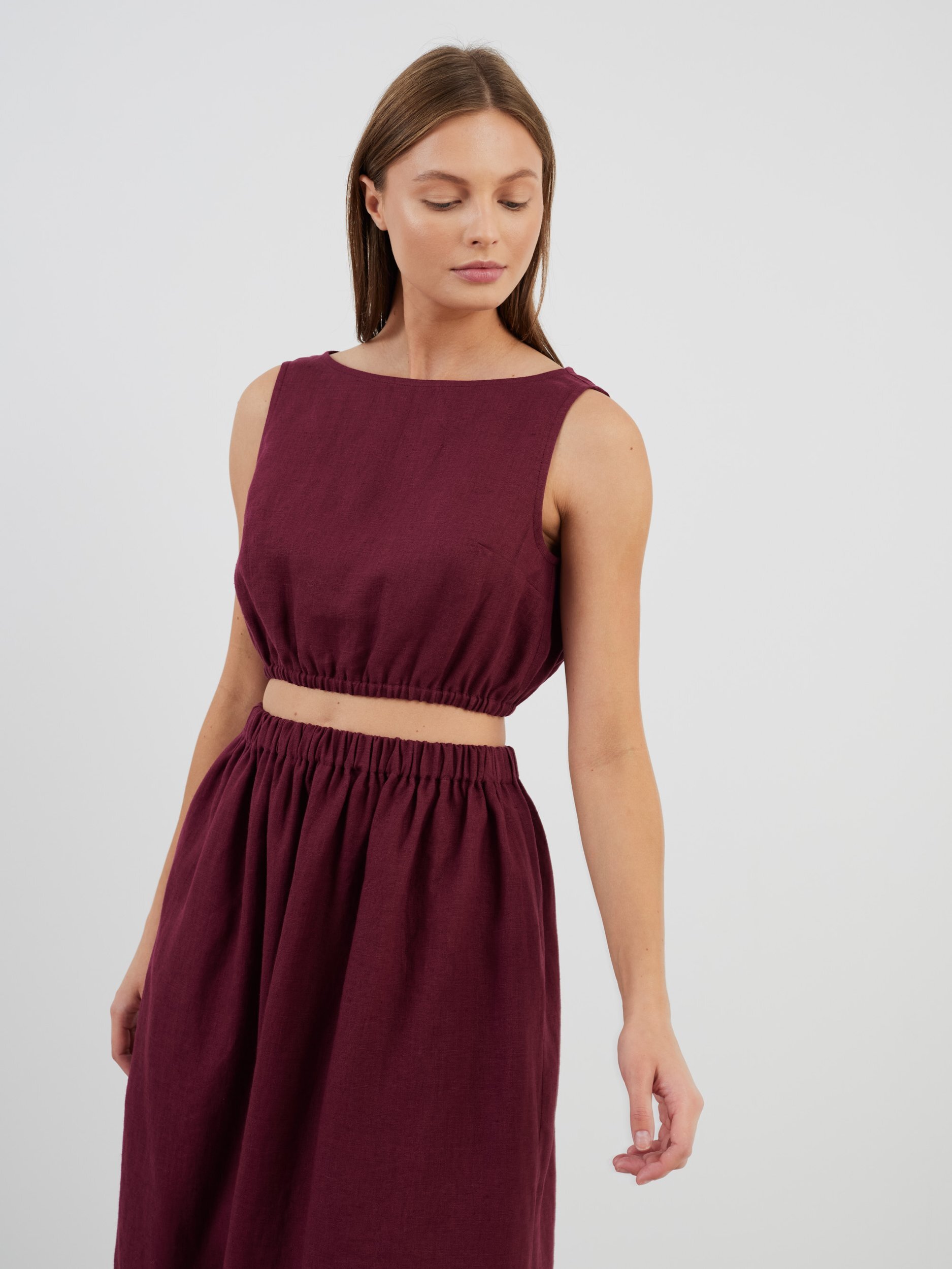 Bild 4 von ELLE Leinenrock mit Raffung in Aubergine von Love and Confuse