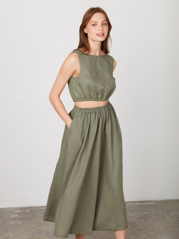 ELORA Long Linen Skirt