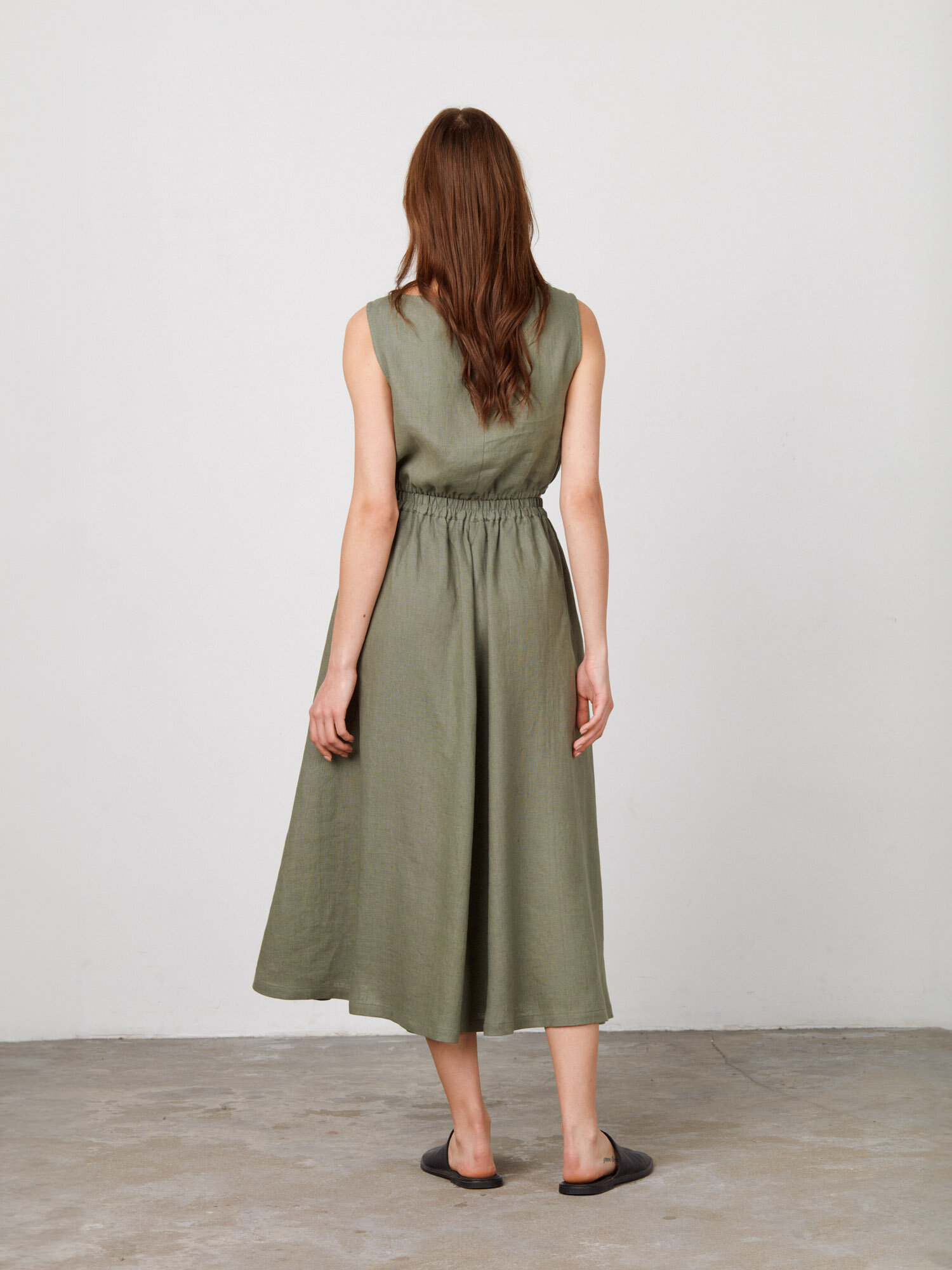 Image 5 of ELORA Long Linen Skirt in Sage Green from Love and Confuse