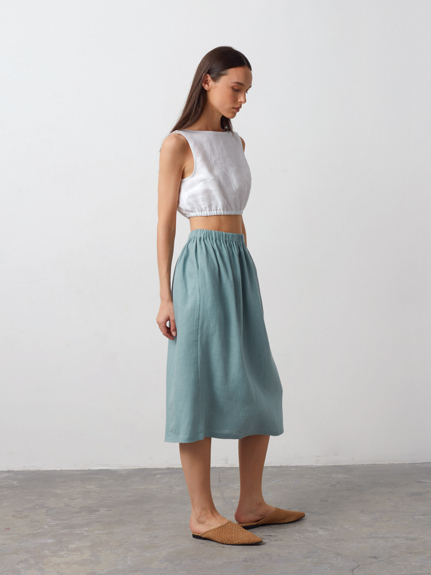 Image 3 of ETHNA Linen Tank Top in White from Love and Confuse