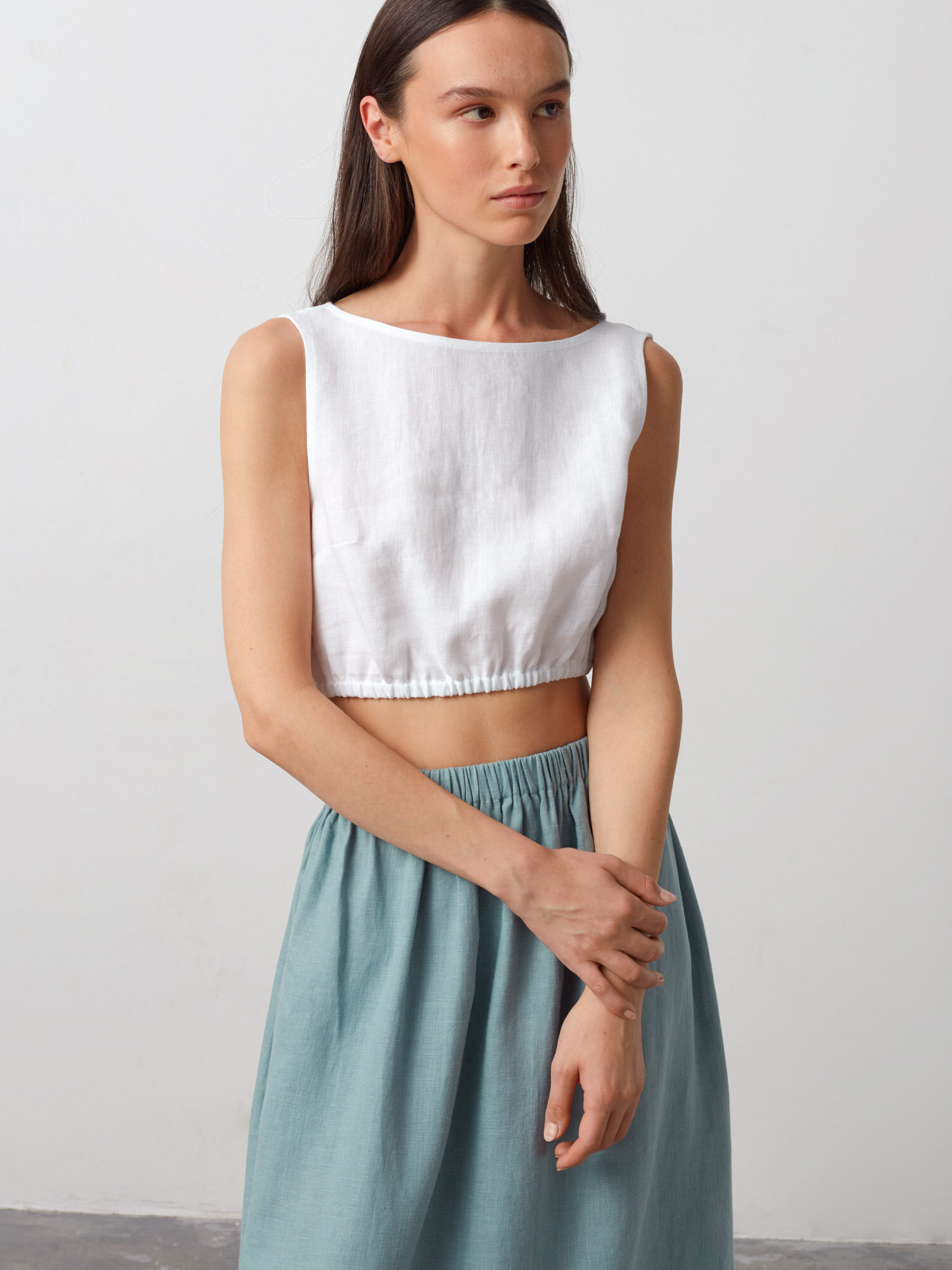 Image 4 of ETHNA Linen Tank Top in White from Love and Confuse