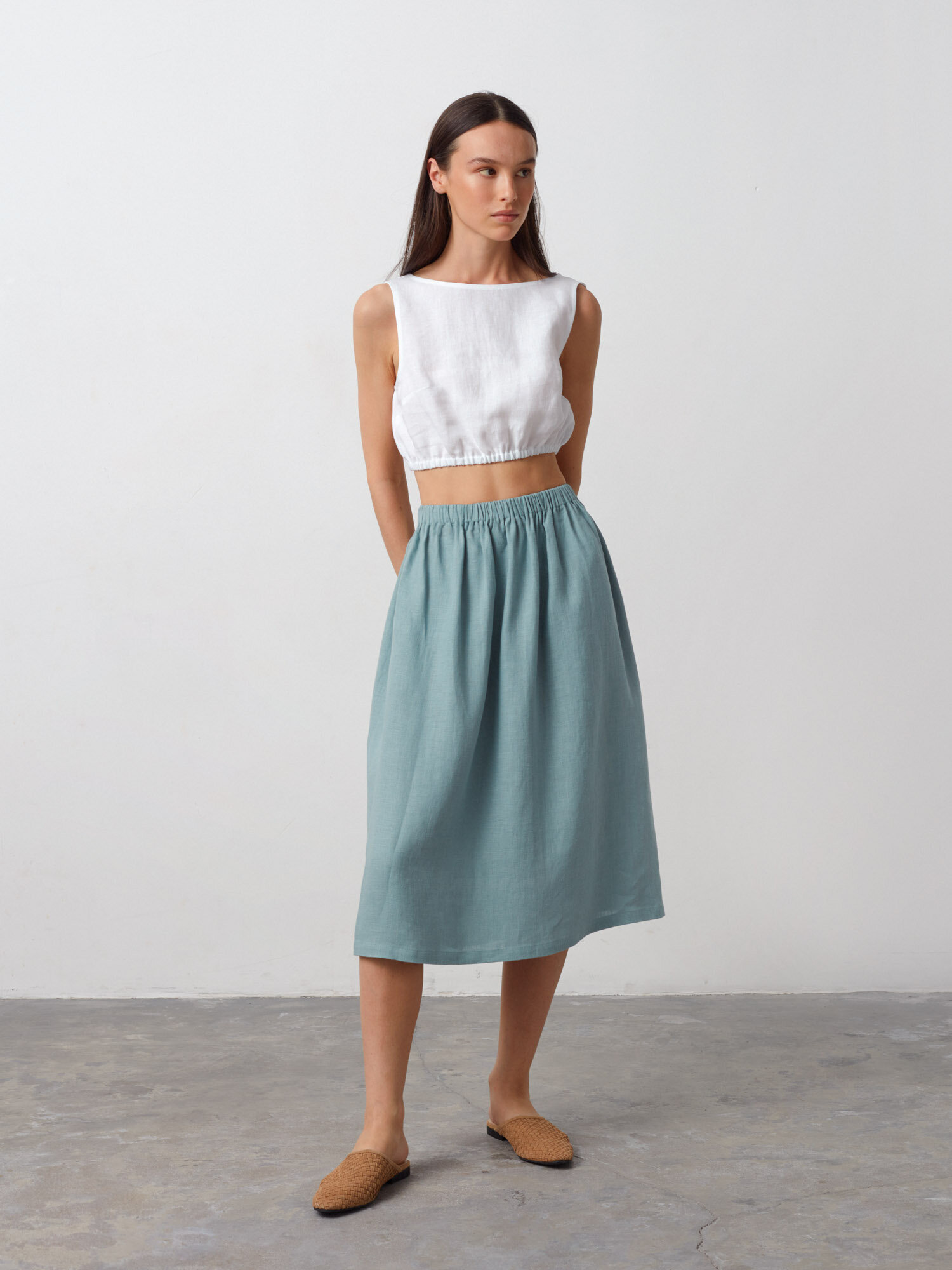 Image 5 of ETHNA Linen Tank Top in White from Love and Confuse
