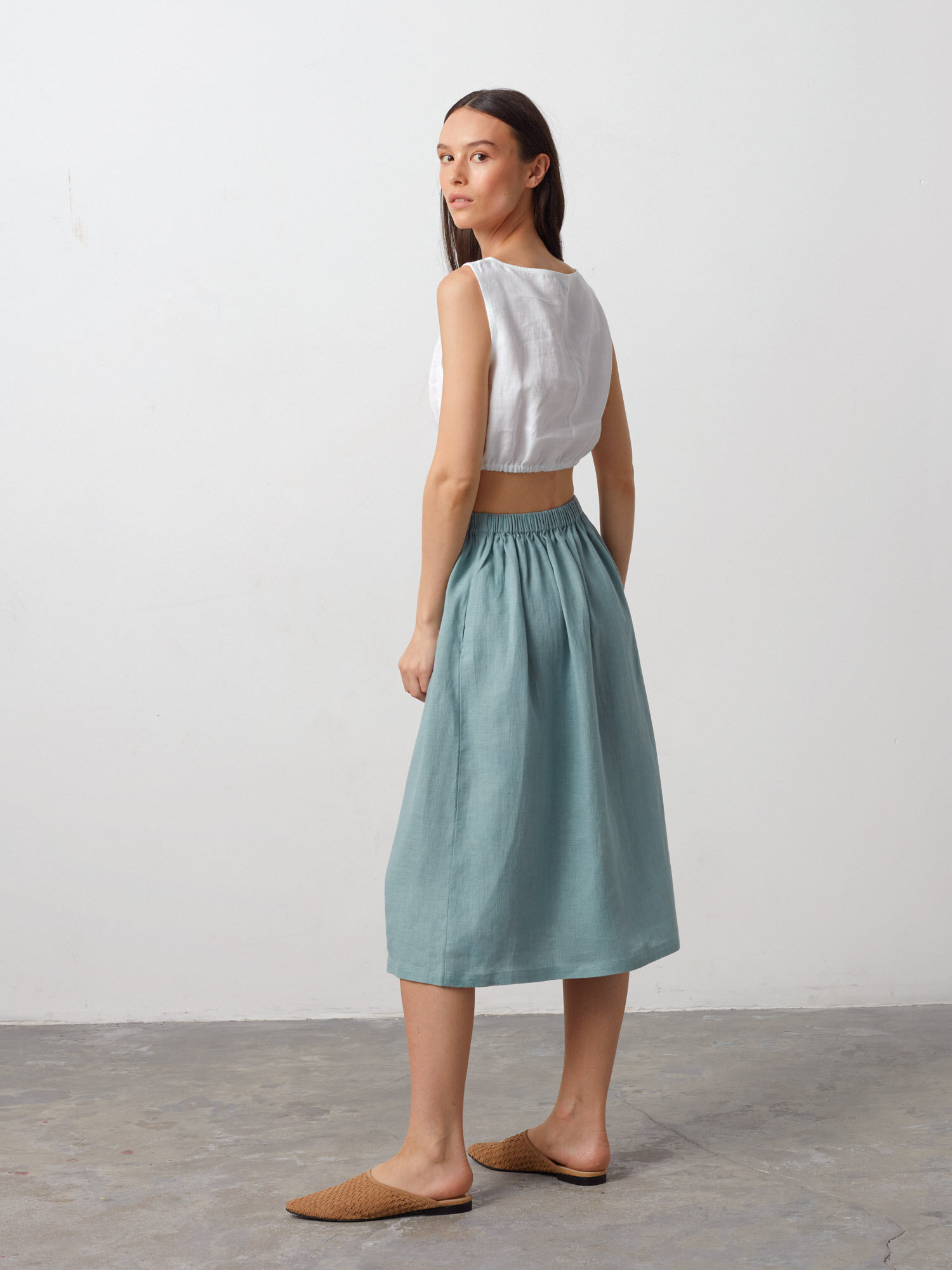 Image 6 of ETHNA Linen Tank Top in White from Love and Confuse