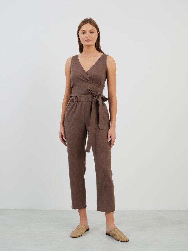 EVA Sleeveless Wrap Linen Top
