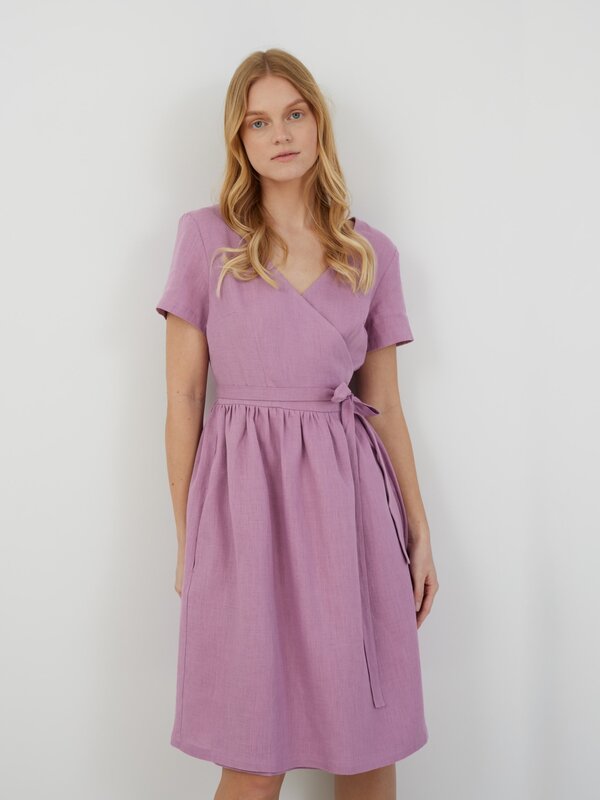 FLORA Leinen Wickelkleid