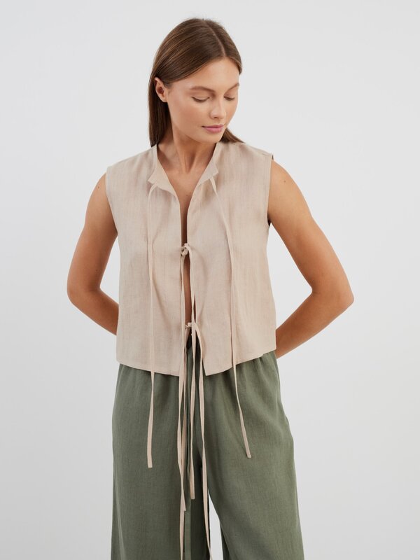 HEIDI Tie Front Linen Top
