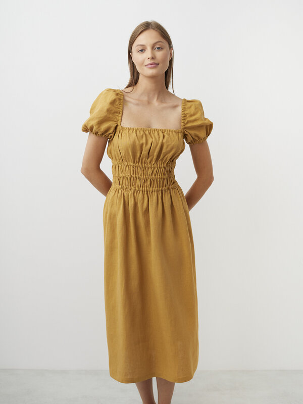 HOLIDAY Square Neck Linen Dress