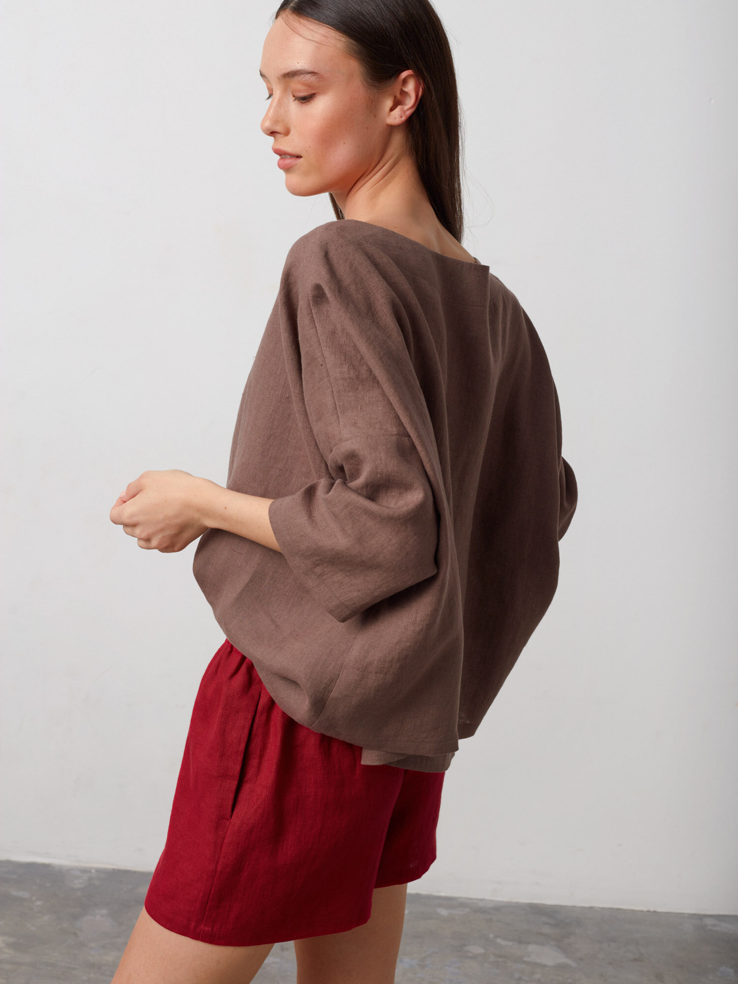Image 5 of ISLA Elastic Linen Shorts in Cherry Red from Love and Confuse