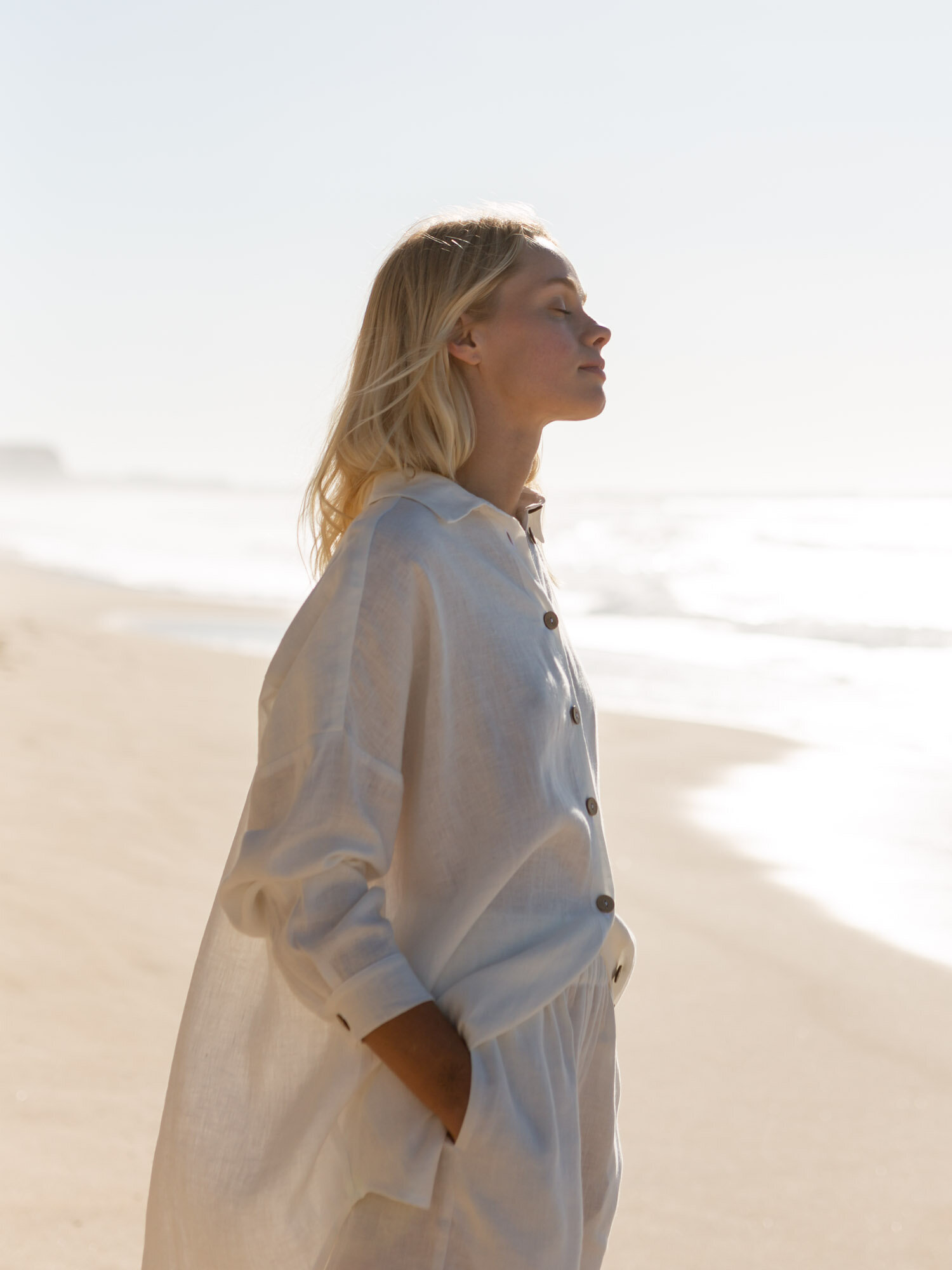 Image 4 of ISLA High Waisted Linen Shorts in Ivory from Love and Confuse