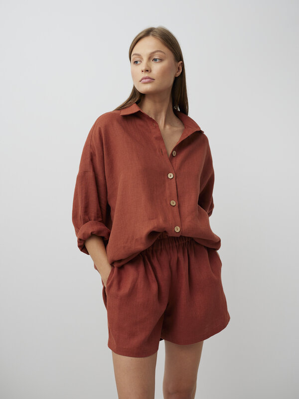 ISLA High Waisted Linen Shorts