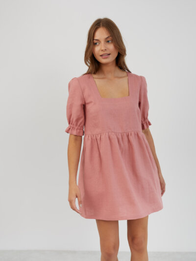 Linen Babydoll Mini Dress FIONA