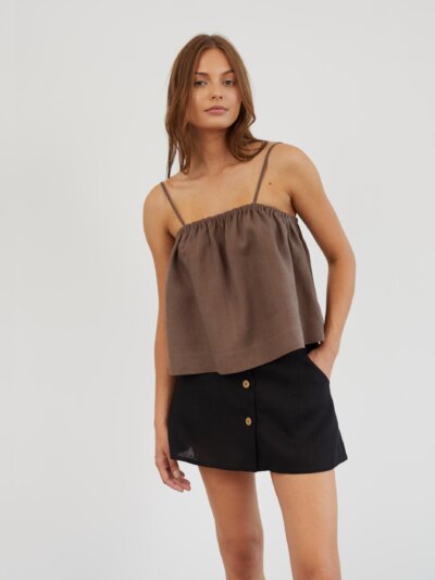 NICOLE Cropped Linen Cami Top