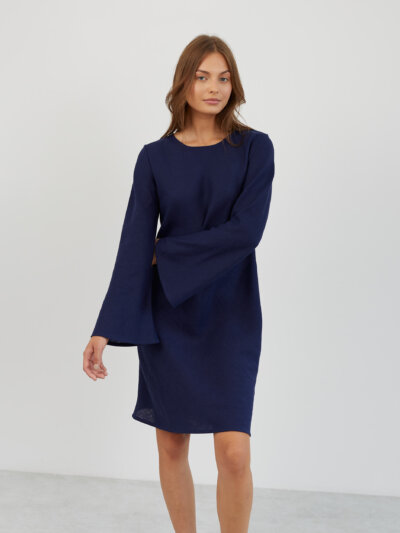 Bell Sleeve Short Linen Dress LORELEI