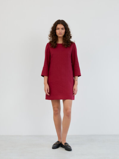 MABEL 3/4 Sleeve Linen Mini Dress