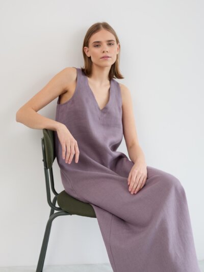 Linen Maxi Dress Sleeveless Lanav