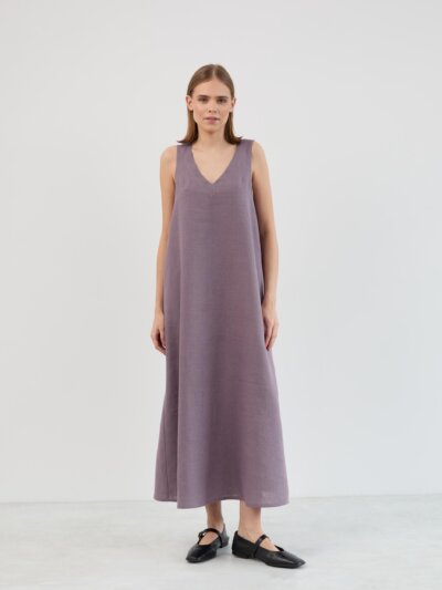 LANAV V-Neck Linen Maxi Dress