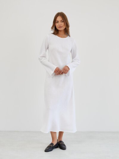 GISELLE Long Sleeve Linen Maxi Dress