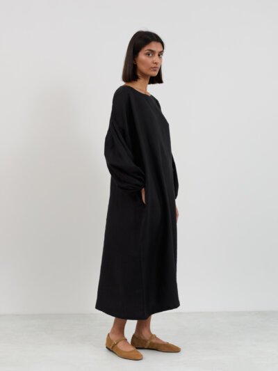 Linen Midi Dress Balloon Sleeve Briar