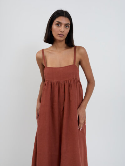 HADLEY Square Neck Linen Midi Sundress
