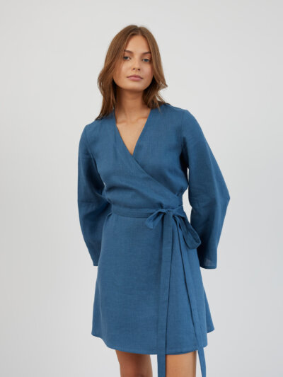Linen Wrap Mini Dress LYDIA