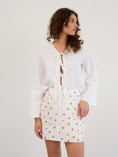 Linen Wrap Mini Skirt ANNALISE