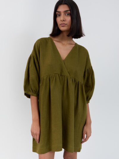 Linen Mini Wrap Dress Jane