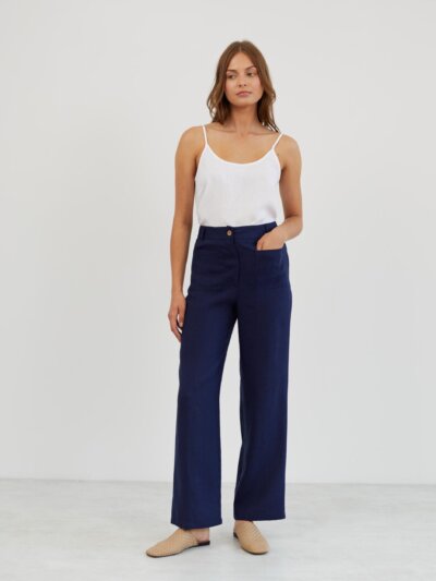 JOEL Tailored Straight Leg Linen Pants