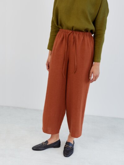 DUKE Wide Leg Drawstring Linen Pants