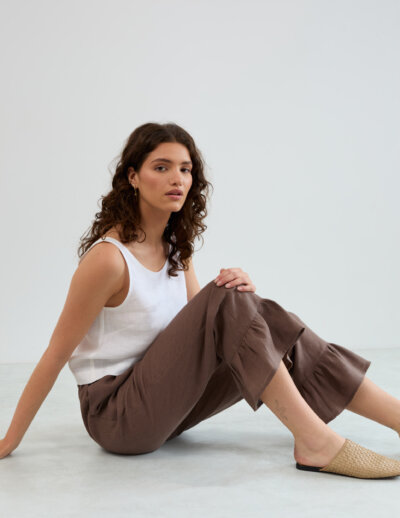GIGI Ruffle Hem Linen Pants