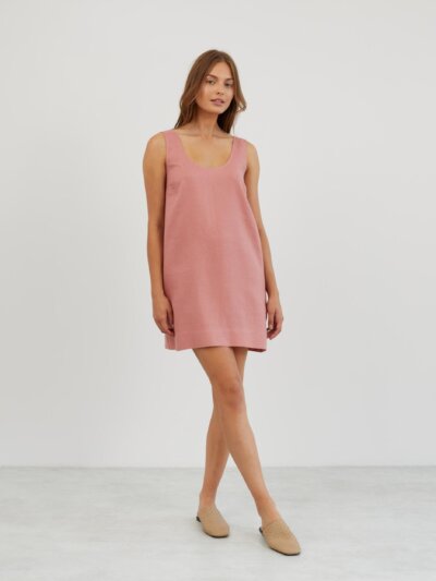 SAMIE Sleeveless Linen Shift Dress