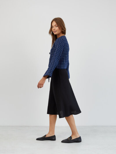 A-Line Linen Midi Skirt BARLEY