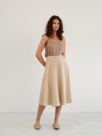 Linen Wrap Midi Skirt KENZIE
