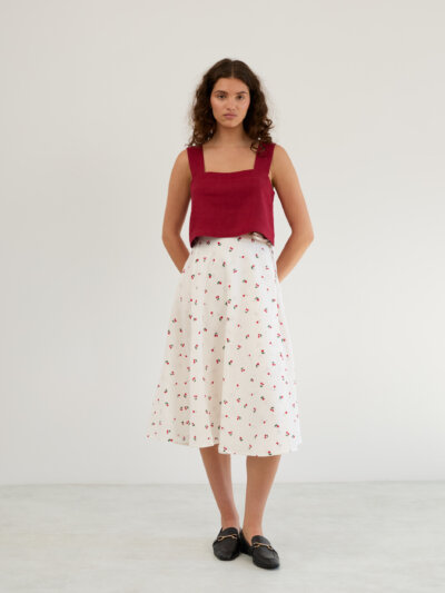 Linen Wrap Midi Skirt KENZIE