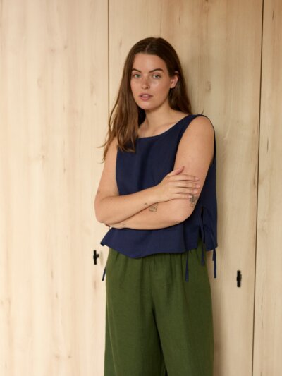 Linen Tank Top with Side Ties AVERY