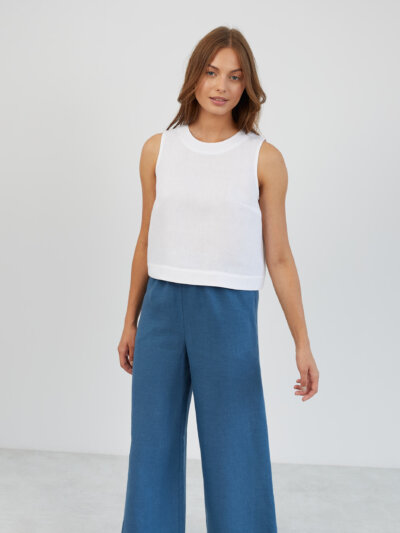JOY Sleeveless Cropped Linen Top