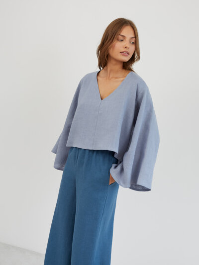 BONNIE Oversized Kimono Sleeve Linen Top