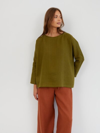RUMI Long Sleeve Oversized Linen Top