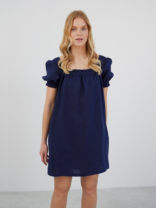 LOTTIE Mini Leinenkleid mit Puffärmeln