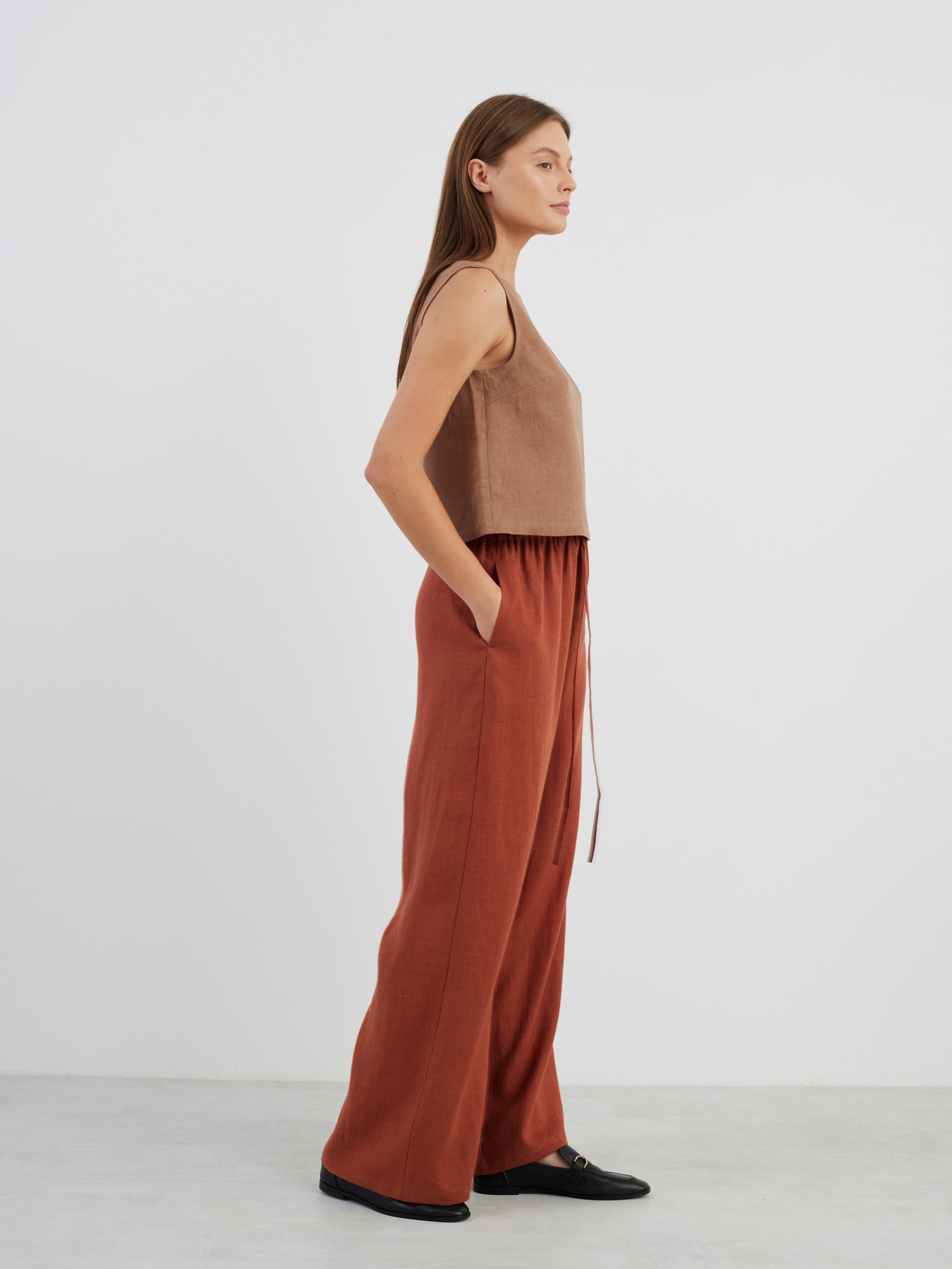 Bild 3 von LUCAS - Leichte Leinenhose mit weitem Bein in Rost von Love and Confuse