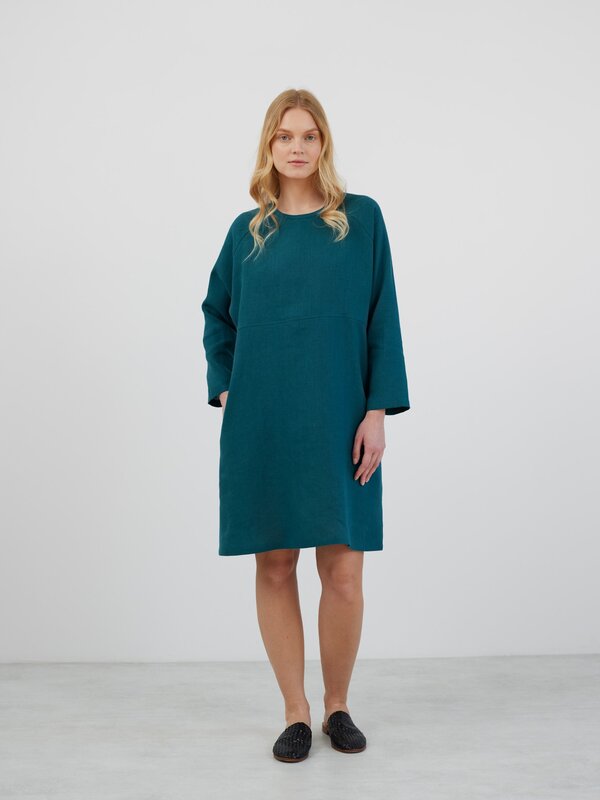 LUCIA Long Sleeve Linen Shift Dress