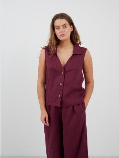 LUCY Linen Button Vest